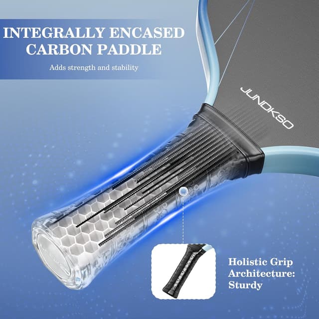 Detalle de Pickleball Paddles Set of 2 (Graphite Carbon Fiber) — USAPA Approved, Honeycomb Core, Blue