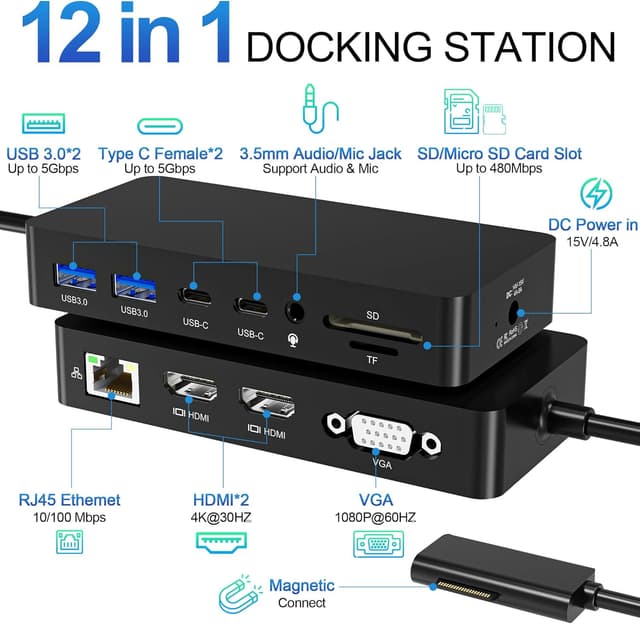 Thumbnail 1 de Surface Dock 12-in-1 Triple Display Dock