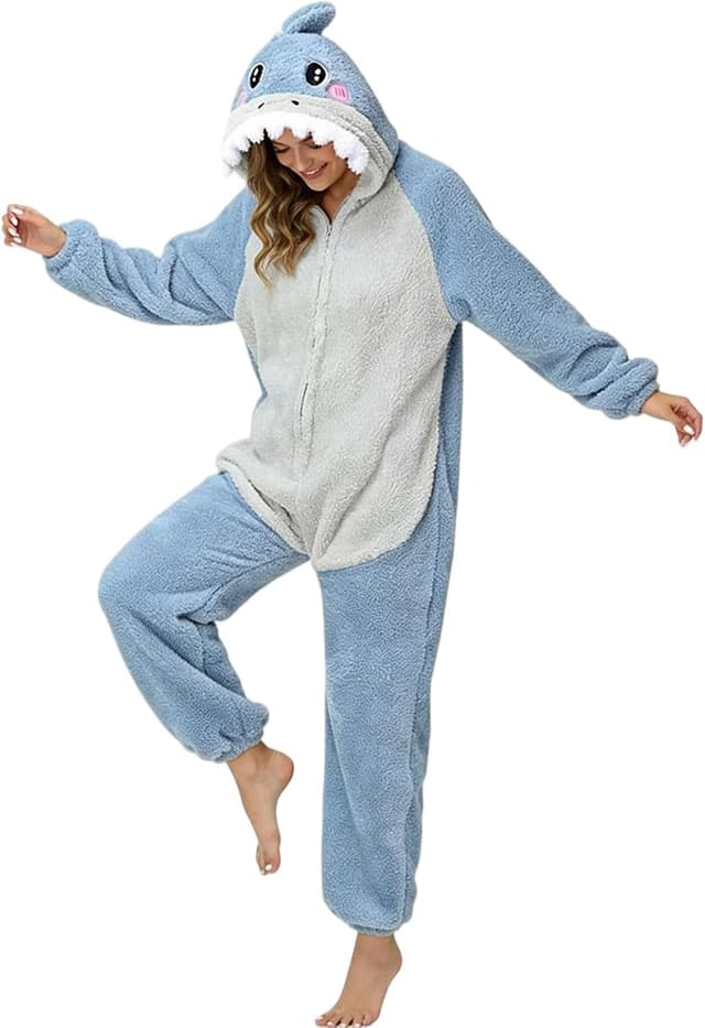 Detalle de chuangminghangqi einteiliger Schlafanzug Unisex mit Kapuze & Reißverschluss – Winterfleece Onesie im Tierdesign