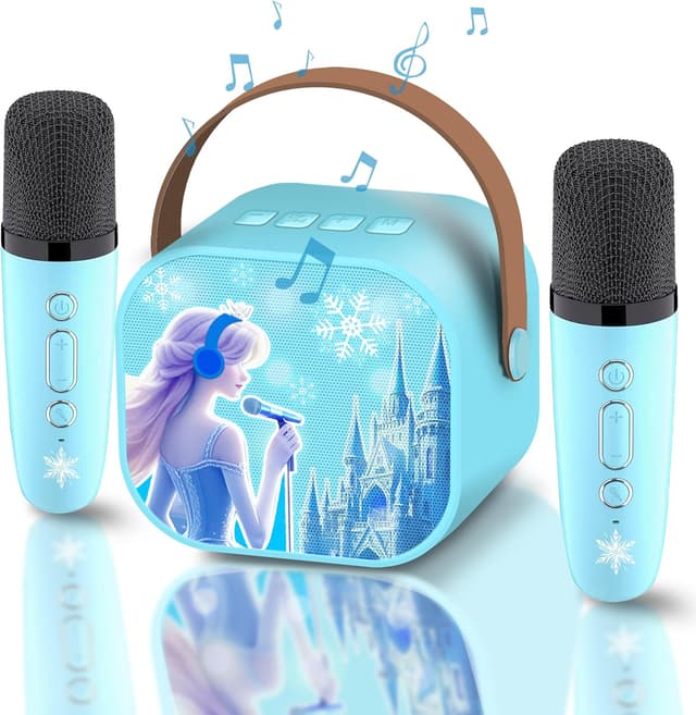 Thumbnail 6 de CINKOLA Kids Frozen karaoke machine with 2 wireless microphones (Bluetooth, LED lights, voice effects)