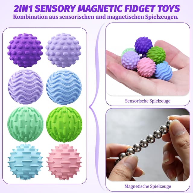 Detalle 2 de Magnetische Fidget Toys mit Silikon, 8 Kugeln