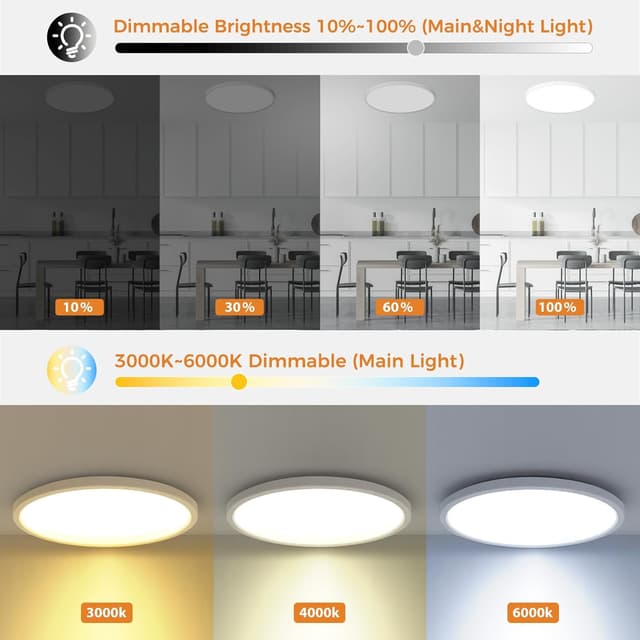 Thumbnail 4 de slochi LED Deckenleuchte 24W Dimmbare Deckenlampe