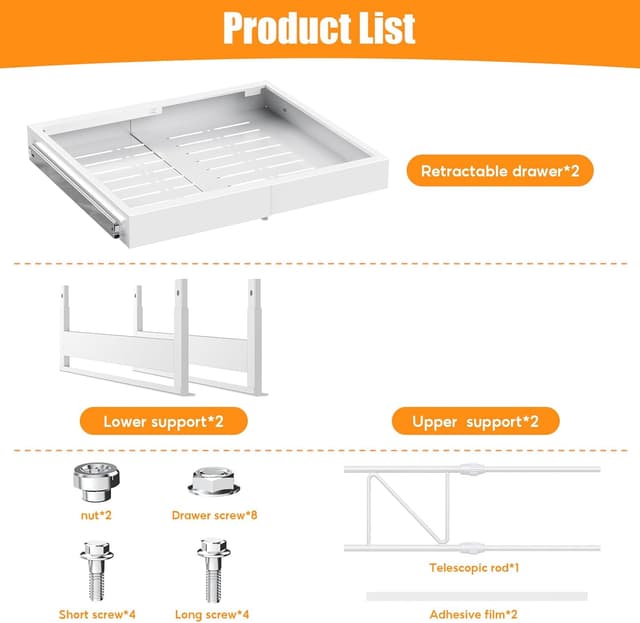 Detalle 2 de AHOMSEL 2er Teleskopschublade für Küche