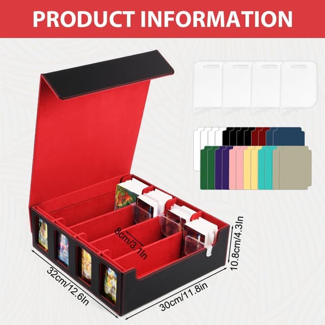 Detalle de Aolso Sammelkartenbox PU Leder 24 Trennwände