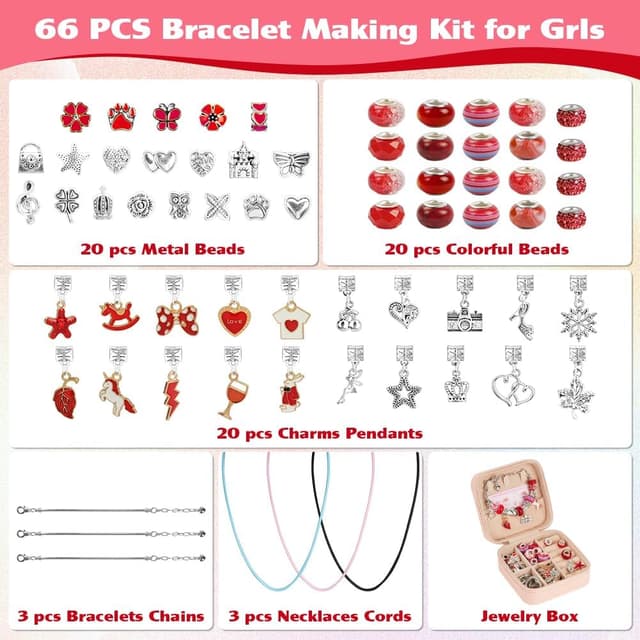 Detalle 2 de AUAUY kit braccialetti 66 pezzi rosso