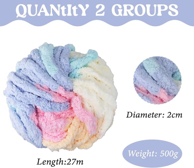 Thumbnail 1 de Chunky Yarn 250g x2 Super Chunky Cotton Candy