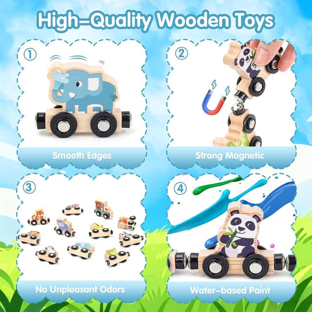 Thumbnail 3 de Montessori Magnetic Wooden Train Set for Age 1+ 🚂