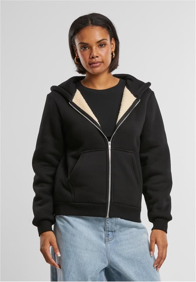 Detalle de Urban Classics Bonded Sherpa Zip Hoody Damen