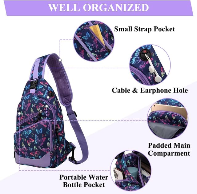 Detalle de VASCHY Sling Bag Crossbody Backpack – water-resistant anti-theft chest bag with multi-pocket organisation