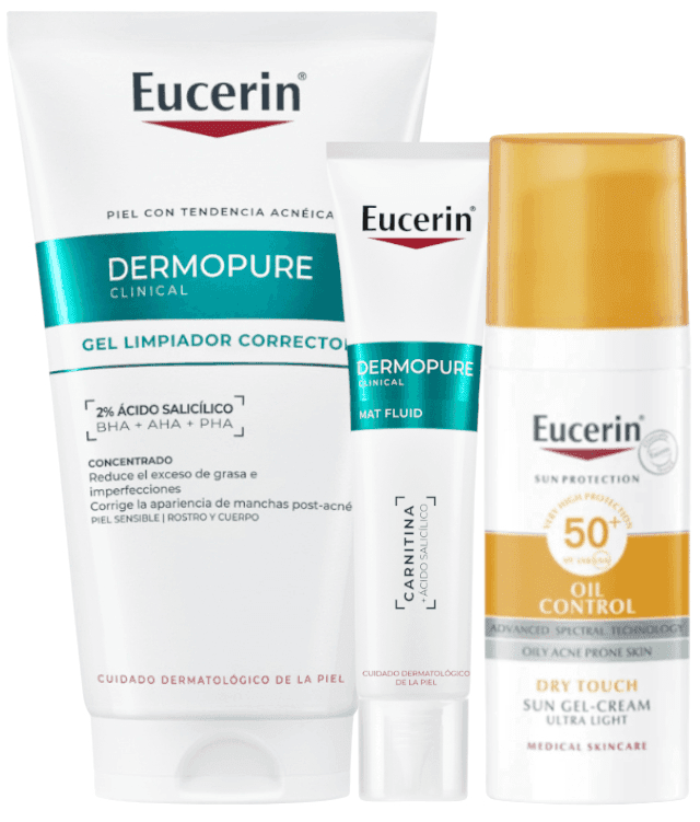 Imagen de Eucerin DermoPure Gel Triple Efecto 150 ml + Fluido 40 ml: rutina SPF50+ en OfertitasTOP