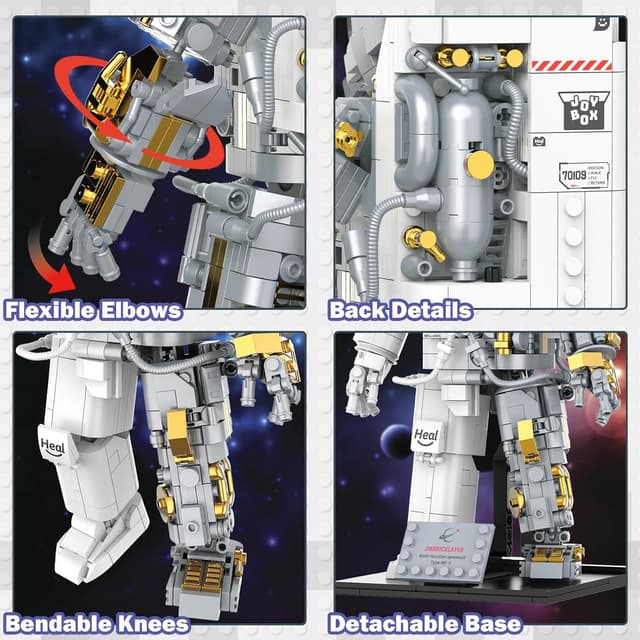 Detalle de JMBricklayer Space Astronaut Building Toy (1008 Pieces) with Display Stand for Adults & Teens 14+