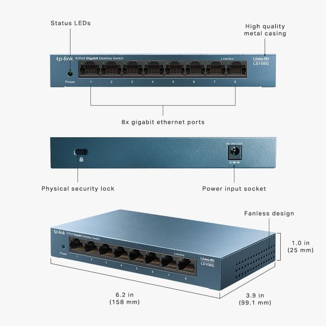 Thumbnail 2 de TP-Link LS108G 8 Port Gigabit Switch