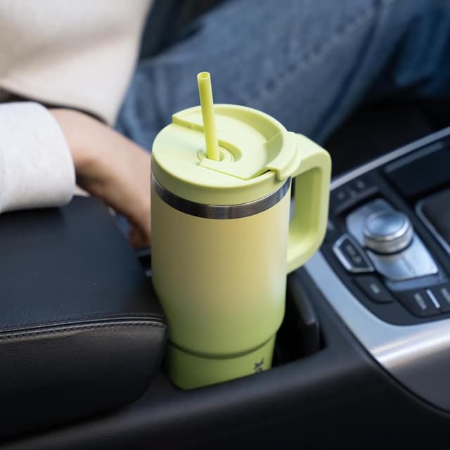 Detalle 2 de BJPKPK 30 oz Stainless Steel Insulated Tumbler With Handle (Lavender Green) and Straw