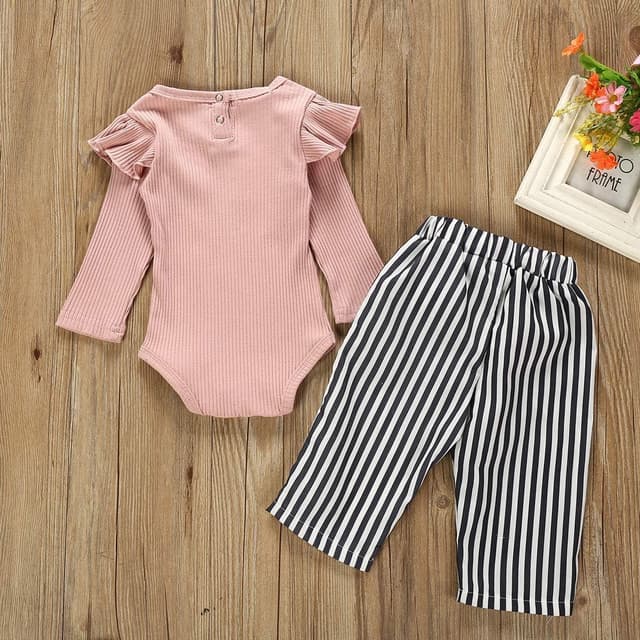 Detalle de Juflam Neugeborenes Baby Mädchen Set aus Rüschen-Strampler & Schleife-Accessoire