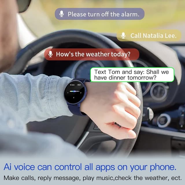 Detalle de Smart Watch for Women Men (Answer/Dial Calls) with 1.3" AMOLED Round Display, IP68 & Fitness Tracking – Blue