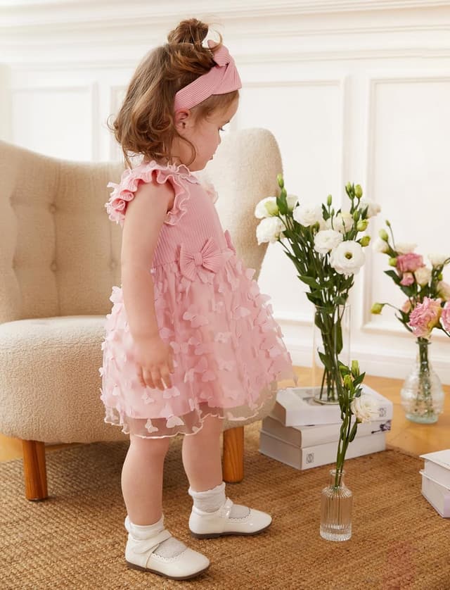 Detalle 2 de PATPAT Manica Corta Baby Girl Tulle Pom Pom Party Dress