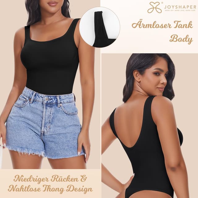 Detalle 2 de Joyshaper Shapewear Damen Tank-Body mit Tanga – blickdichtes Bauchweg-Mieder, rückenfrei