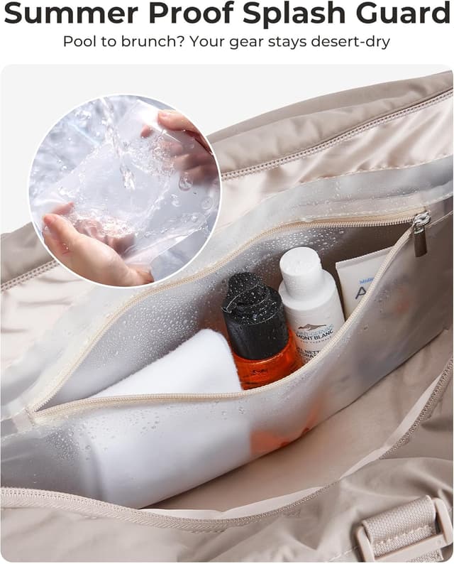 Detalle 2 de bagsmart Reiki Sporttasche für Damen – Yogamatten-Reisetasche mit Nass- und Trockenfach, 18 l, Sandbraun