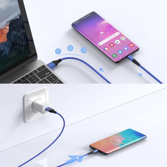 Detalle 2 de Ankoda USB-C Kabel 3er-Set (1,8 m) mit QC 3.0 Schnellladung – USB-A auf USB-C