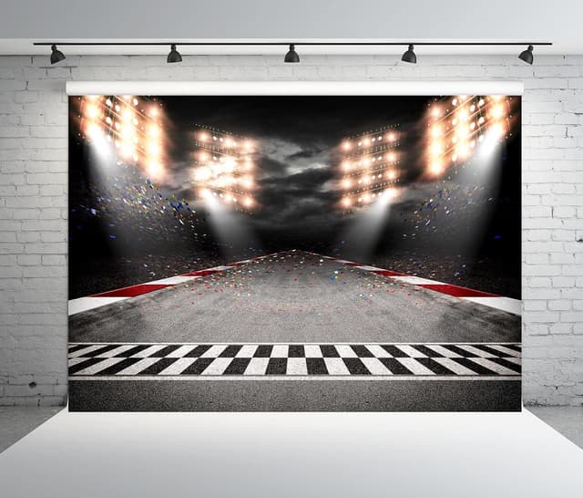 Detalle de BELECO 1.5m x 1m Fabric Racing Backdrop for Motorsport Photo Setups