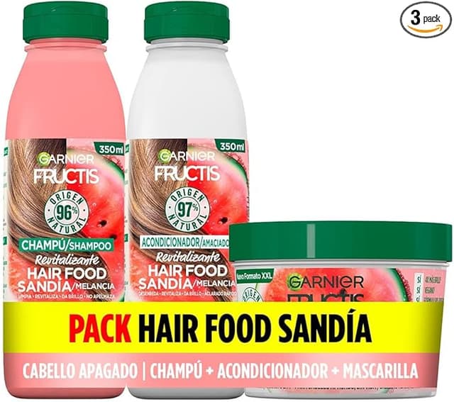 Imagen de Garnier Fructis Hair Food Sandía 📦 Pack Champú, Acondicionador y Mascarilla en OfertitasTOP