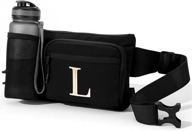 Detalle de A-Z BAG Marsupio personalizzato con tasche multiple (L) da escursionismo e viaggi, cintura regolabile e iniziali A-Z