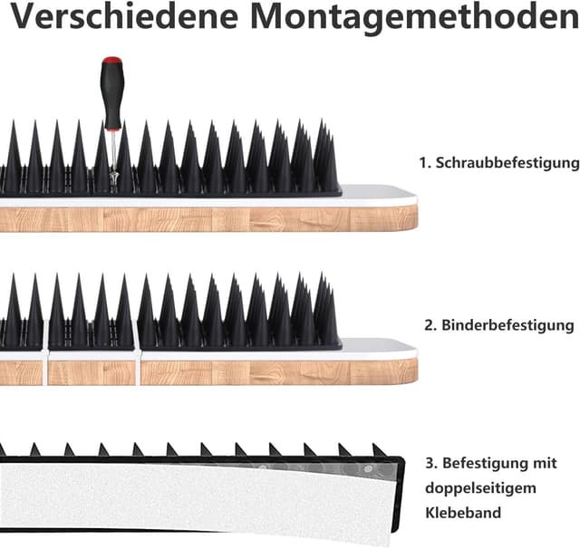 Detalle 1 de Quunoot Taubenabwehr Spikes – 2,6 m Vogelabwehr mit 9 Segmenten für Balkon, Zaun & Dach