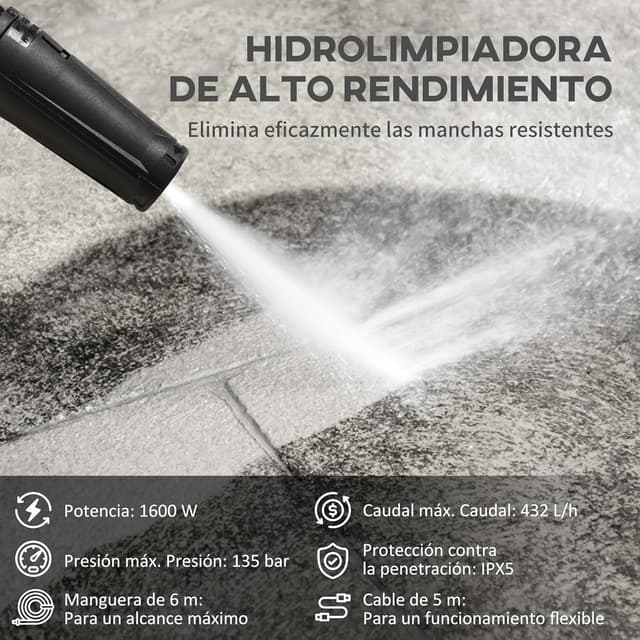 Thumbnail 2 de DURHAND Hidrolimpiadora 1600W 💦 135 Bar, Incluye Cepillo y Jabón