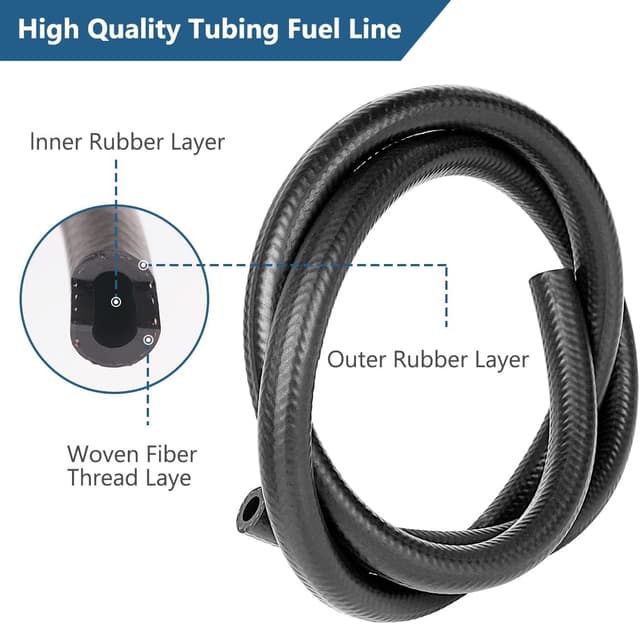 Thumbnail 2 de URAQT Tubo benzina 8 mm 1 m con fascette ⛽