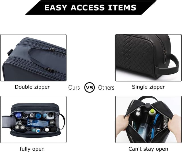 Detalle de BAGSMART Wash Bag for Men Travel Toiletry Bag (Water-Resistant, Dual Zips, Wet/Dry Pocket) – Blue