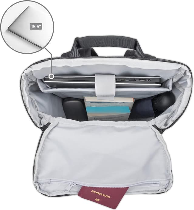 Detalle 1 de Johnny Urban sac à dos Luca noir (femme & homme) avec tissu imperméable et compartiment ordinateur 15,6 pouces