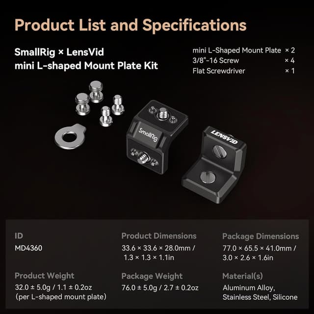 Thumbnail 4 de SMALLRIG MD4360 Piastra L 1,2 kg