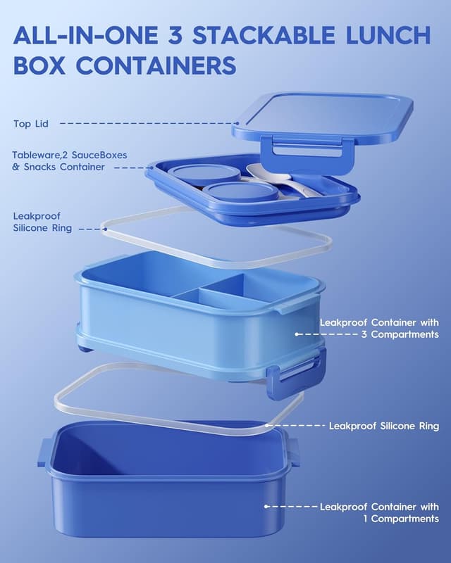 Thumbnail 3 de KEMETHY 74oz 3-tier Bento Lunch Box 🍱