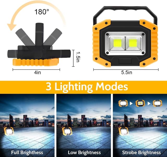 Detalle 2 de Edasion 30W LED Work Light 2000LM rechargeable floodlight