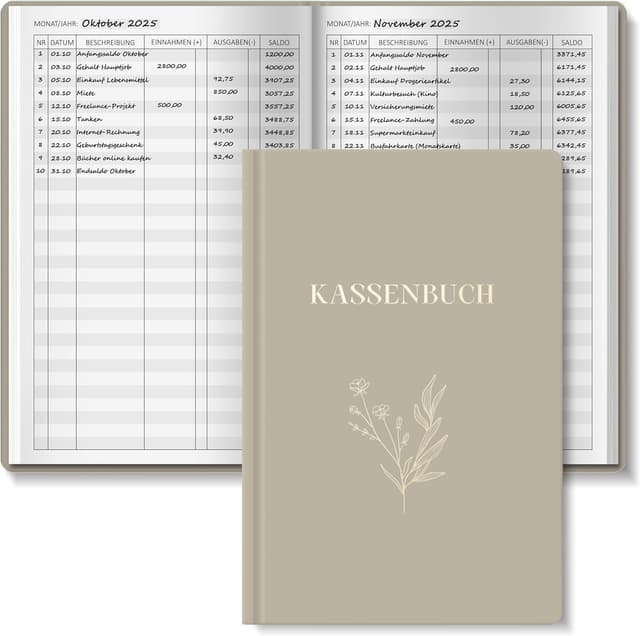 Detalle de BIROYAL Kassenbuch A5 mit 120 Seiten – Haushaltsbuch & Budget Planner für Einnahmen und Ausgaben