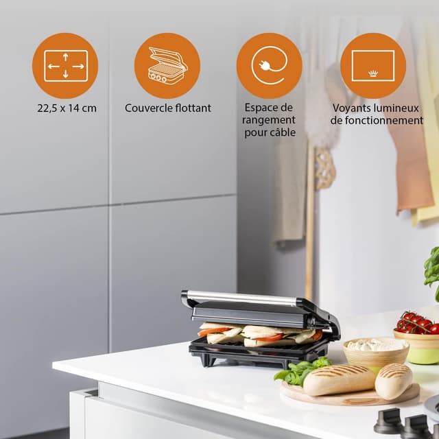 Detalle de Tristar GR-2650 : grille-viande avec surface de cuisson 22,5 x 14 cm et puissance 700 W