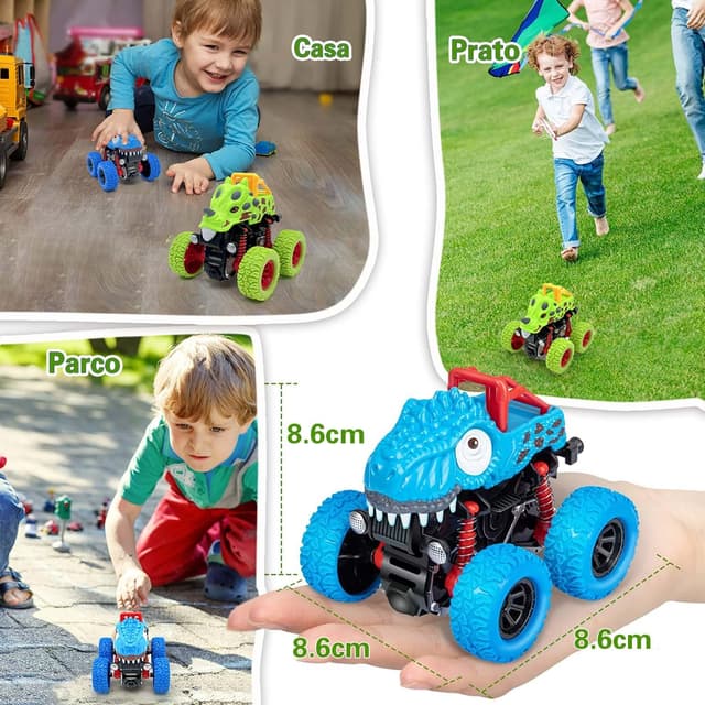 Detalle 2 de AESTEMON Cars per Bambini di 2 Anni: Monster Truck dinosauri, confezione da 2