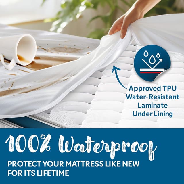 Detalle de Guardmax Jersey Knitted Queen Zippered Mattress Encasement (Waterproof & Bed Bug Proof) — Dust Mite Proof, Soft & Noiseless