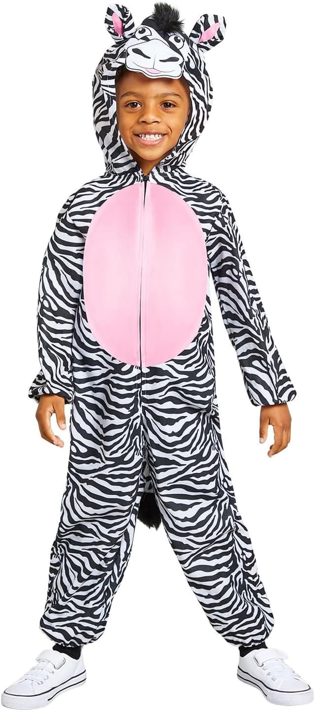 Detalle de (PKT) Child Zebra All In One Kostüm (8–10 Jahre) – Einteiler/Overall im Zebra-Look