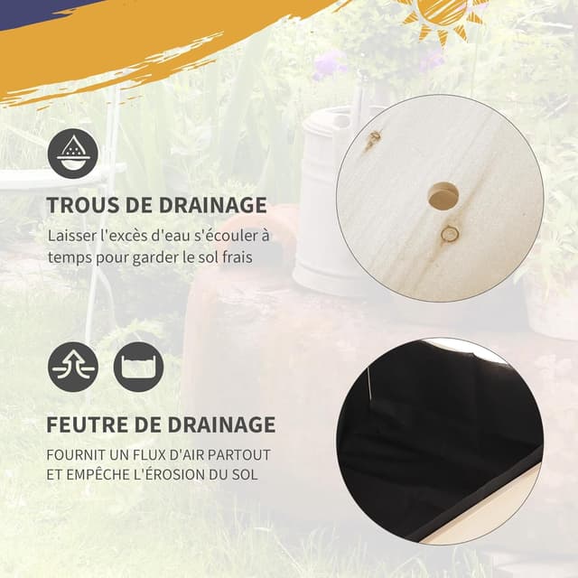 Detalle de Outsunny Jardinière sur pied sur roulettes avec étagère et tablette rabattable (123 x 54 x 87 cm)
