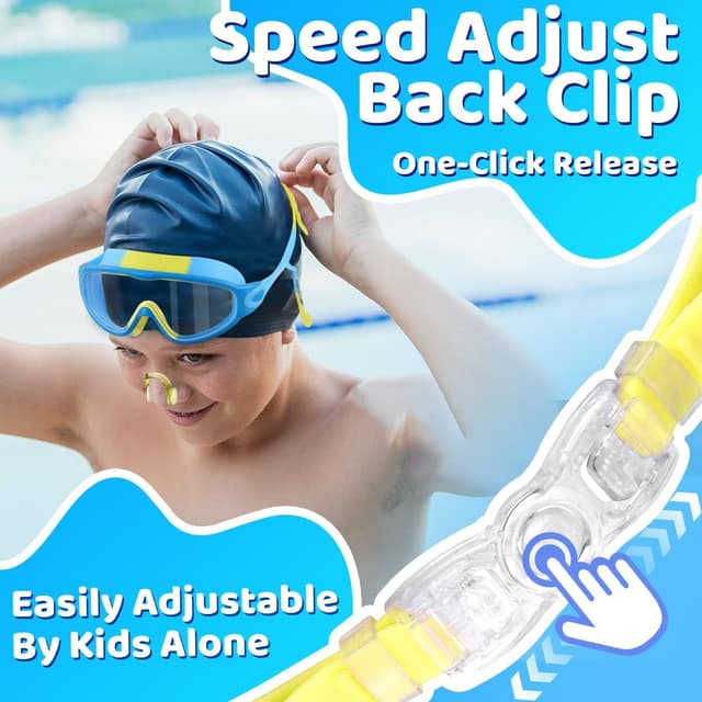 Thumbnail 6 de Vvinca Kids Swimming Goggles (2 Pack) with Built-in Earplugs, Nose Clip & Anti-Fog UV Protection for Ages 3–15