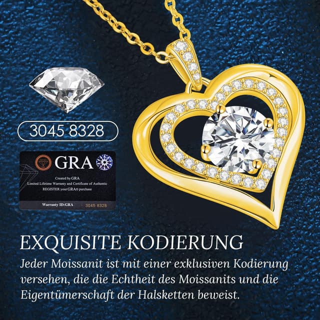 Detalle de CDE Collana da donna con cuore in moissanite e argento 925: ciondolo per regali e occasioni speciali