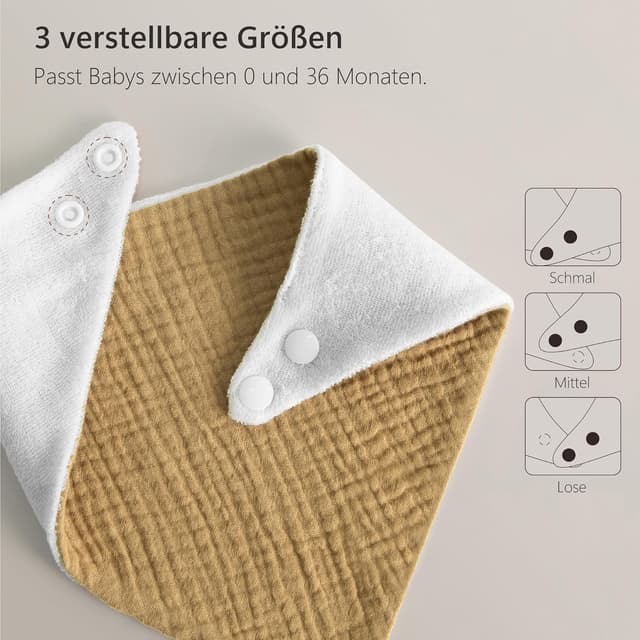 Detalle de Bearmoss Baby-Dreieckstücher Lätzchen im 8er-Set aus 100% Musselin-Baumwolle