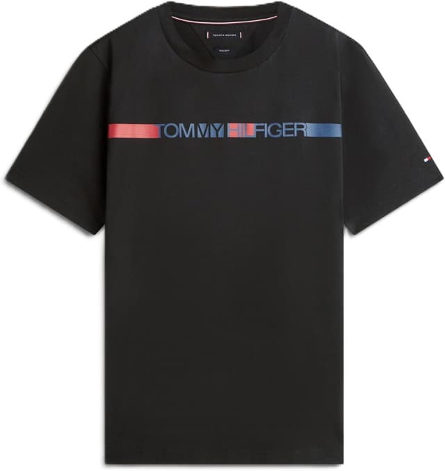Detalle de Tommy Hilfiger Brand Love Stripe Tee MW0MW42368: t-shirt da uomo a righe per stile casual