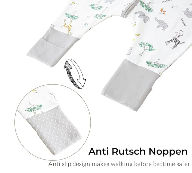 Thumbnail 2 de Chilsuessy Baby-Schlafsack mit Füßen (2er Pack) 1.5 Tog – 100% Baumwolle, Ganzjahres-Schlafsack für 75–85 cm (Giraffenwald)