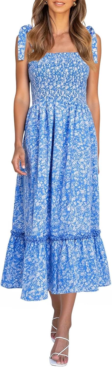 Thumbnail 6 de Imily Bela Women’s Summer Floral Maxi Dress with Boho Tie Straps