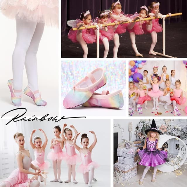 Detalle de Girls’ glitter ballet shoes in genuine leather full sole (full sole dance slippers)