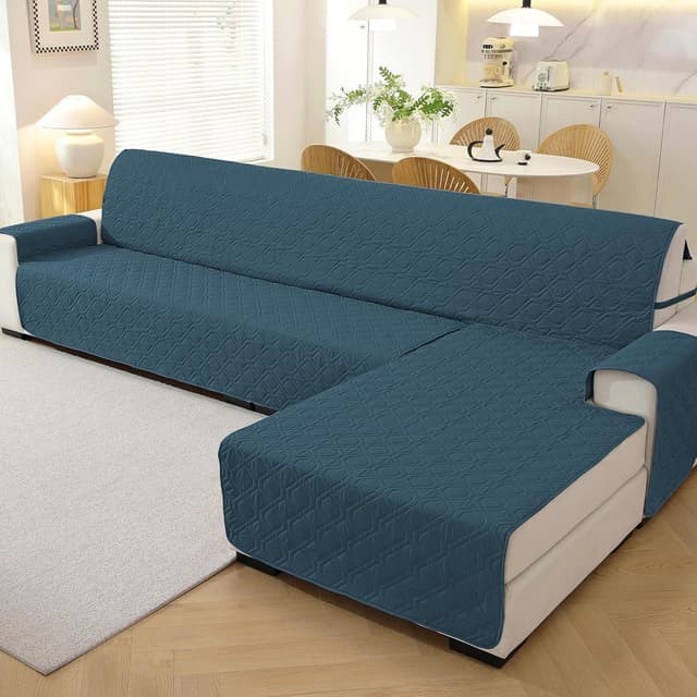 Detalle de YSTELLAA Impermeabile copridivano 2 posti con penisola, reversibile e antiscivolo verde scuro