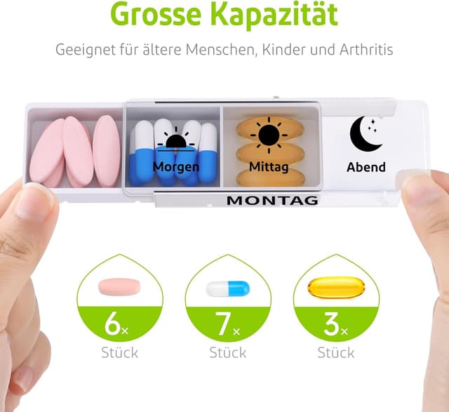 Detalle de Tablettenbox für 7 Tage mit 3 Fächern