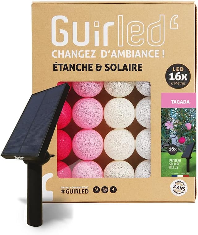 Detalle de GuirLED Außengirlande mit 16 LED-Lichtkugeln, Solar & wasserdicht IP55, 6 m
